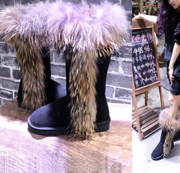 2020 fox new fur winter high snow to help women's thick leather boots 2skf, Black
2020 fox new fur winter high snow to help women's thick leather boots 2skf, Black