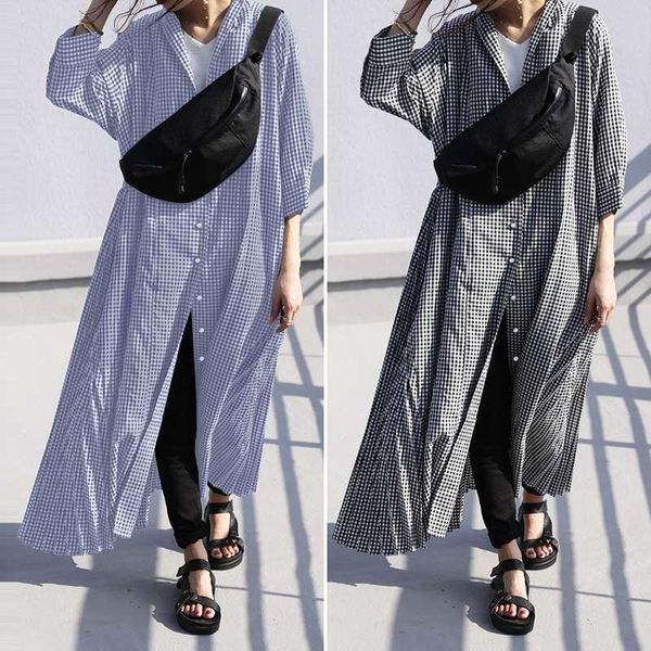 women's blouses & shirts zanzea fashion cardigan women long shirt kimono summer 3/4 sleeve plaid checked blouse casual cover up buttons, White
women's blouses & shirts zanzea fashion cardigan women long shirt kimono summer 3/4 sleeve plaid checked blouse casual cover up buttons, White