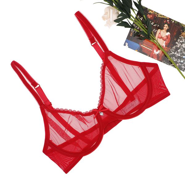 women transparent ultra-thin bra lace see through plus size lingerie c d e cup for women underwear lj200821, Red;black 
women transparent ultra-thin bra lace see through plus size lingerie c d e cup for women underwear lj200821, Red;black