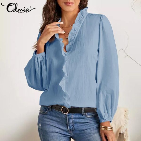 elegant shirts 2020 celmia women lantern sleeve ruffles blouses autumn v-neck casual solid work loose blusas femininas1, White
elegant shirts 2020 celmia women lantern sleeve ruffles blouses autumn v-neck casual solid work loose blusas femininas1, White