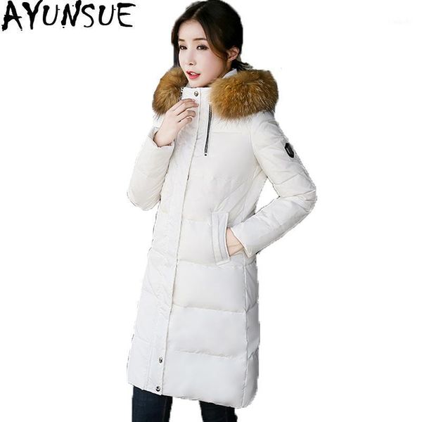 ayunsue fashion winter down jacket women female slim warm hooded down coat natural raccoon fur elegant long parka outwear st5031, Black
ayunsue fashion winter down jacket women female slim warm hooded down coat natural raccoon fur elegant long parka outwear st5031, Black