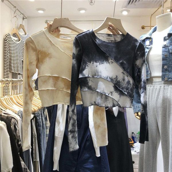 tie dye bottoming shirt for women's autumn for women's self-cultivation, high waist, exposed navel, short long sleeves1, White
tie dye bottoming shirt for women's autumn for women's self-cultivation, high waist, exposed navel, short long sleeves1, White