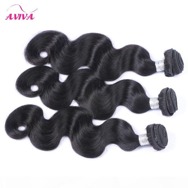 

indian virgin remy hair weaves bundles body wave 3 pcs unprocessed raw indian virgin human hair extensions natural color dyeable tangle free, Black
