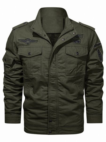 men letter patched detail flap pocket teddy lined jacket c4da#, Black;brown
men letter patched detail flap pocket teddy lined jacket c4da#, Black;brown