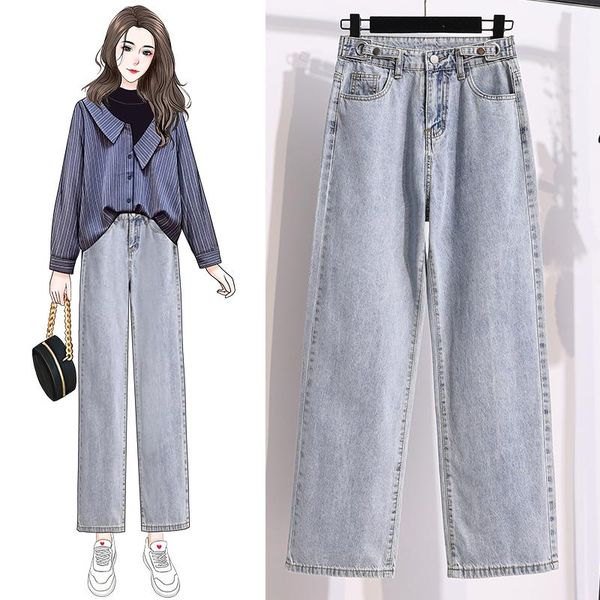 women's jeans wide-legged denim pants female high waist woman plus large size boyfriend for clothing 2021 trouser d0257, Blue
women's jeans wide-legged denim pants female high waist woman plus large size boyfriend for clothing 2021 trouser d0257, Blue