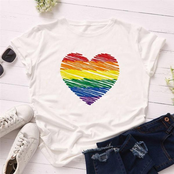 kawaii rainbow heart print женщины футболка с коротким рукавом повседневная белые футболки круглые шеи новый модный корейский стиль женского, White
kawaii rainbow heart print женщины футболка с коротким рукавом повседневная белые футболки круглые шеи новый модный корейский стиль женского, White
