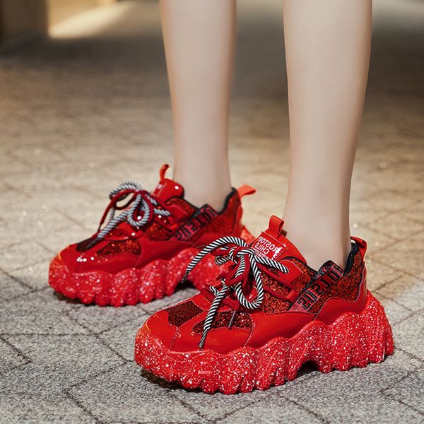 2021 the new red sequins platform spandex chunky sneakers fashion rentals even women's sports shoes women high heels vulcanized v462, Black
2021 the new red sequins platform spandex chunky sneakers fashion rentals even women's sports shoes women high heels vulcanized v462, Black