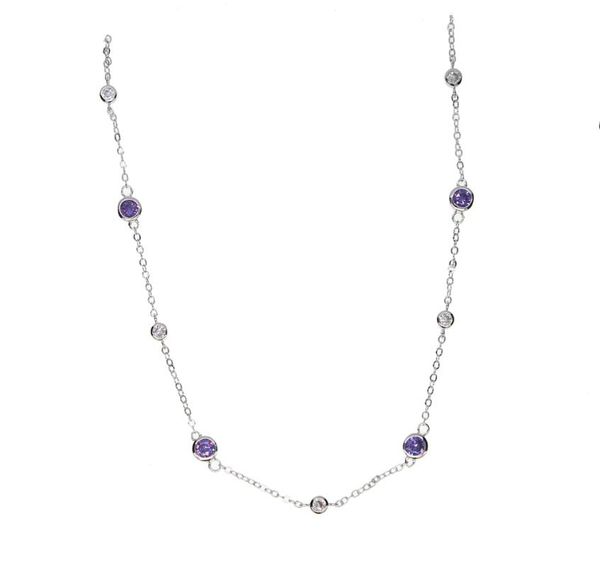 chains fashion jewelry romantic cz station chain white purple bezel set round dots trendy women necklace, Silver
chains fashion jewelry romantic cz station chain white purple bezel set round dots trendy women necklace, Silver