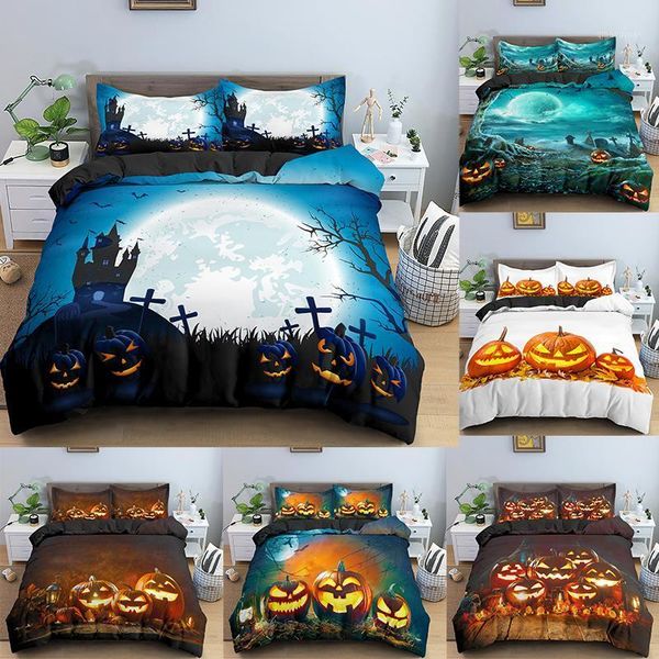3d happy halloween style duvet cover set printed bedding king size1