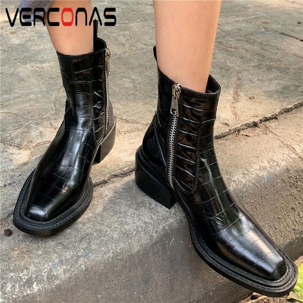 boots verconas women ankle genuine leather shoes woman autumn winter basic fashion concise high heels side zip short, Black
boots verconas women ankle genuine leather shoes woman autumn winter basic fashion concise high heels side zip short, Black