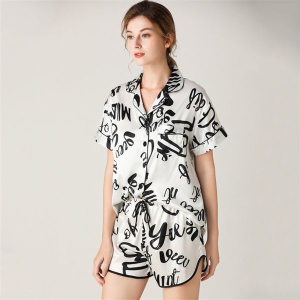 comfortable women satin pajama sets lapel neck cardigan short sleeve shirts summer soft women shorts sleepwear homewear clothes, Black;red
comfortable women satin pajama sets lapel neck cardigan short sleeve shirts summer soft women shorts sleepwear homewear clothes, Black;red