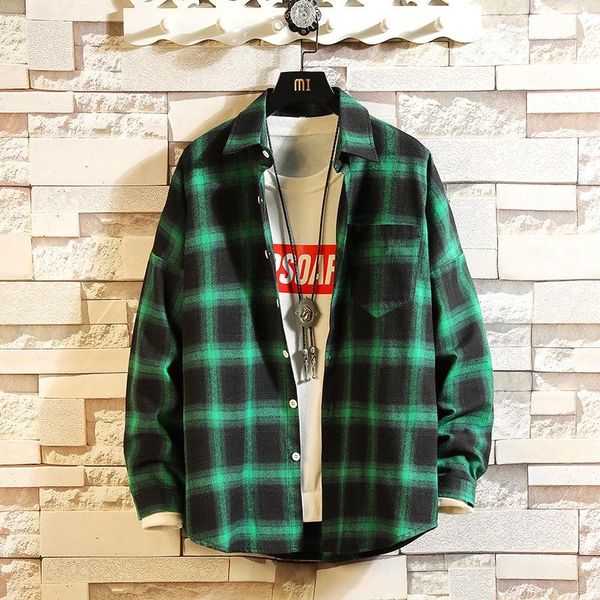 men 's loose plaid shirt casual jacket student shirt plaid long sleeve spring and autumn loose color matching male, White;black
men 's loose plaid shirt casual jacket student shirt plaid long sleeve spring and autumn loose color matching male, White;black