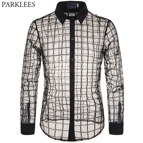 mens lace transparent shirts mesh see through plaid dress shirt men slim fit long sleeve stage party dance dj mens clothing y200408, White;black
mens lace transparent shirts mesh see through plaid dress shirt men slim fit long sleeve stage party dance dj mens clothing y200408, White;black