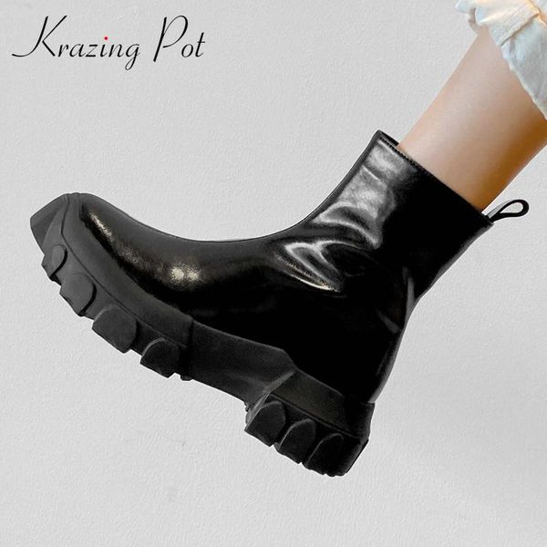 boots krazing pot snow split leather flats platform winter warm round toe thick med heel zipper young lady dress ankle l97, Black
boots krazing pot snow split leather flats platform winter warm round toe thick med heel zipper young lady dress ankle l97, Black