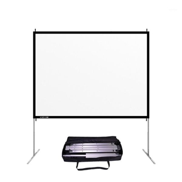 

projection screens 4:3 8k portable indoor/outdoor movie theater fast-folding projector screen with stand legs and carry bag front projection