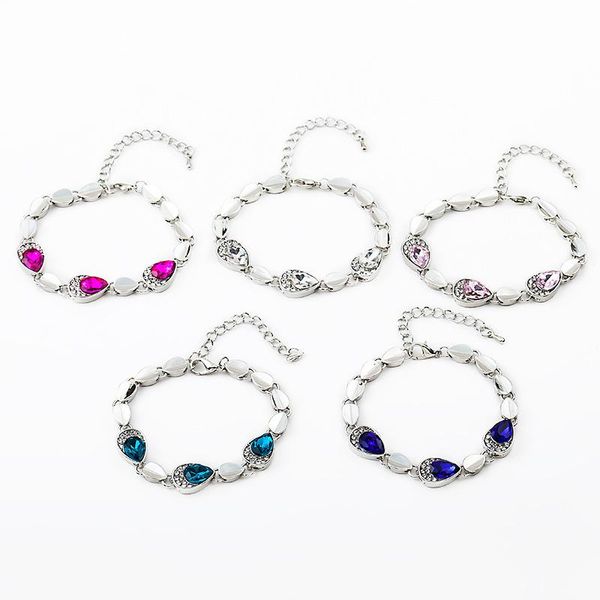 clear bright water drip rhinestone shiny crystal charms silver plated bracelets for women, Black
clear bright water drip rhinestone shiny crystal charms silver plated bracelets for women, Black