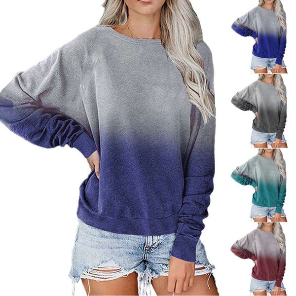 2020 women's wear gradient pullover long sve t-shirt casual loose sweater, Black
2020 women's wear gradient pullover long sve t-shirt casual loose sweater, Black