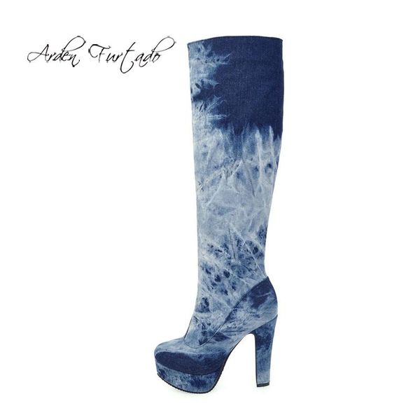 boots arden furtado fashion women's shoes winter round toe chunky heels denim zipper blue jeans platform knee high, Black
boots arden furtado fashion women's shoes winter round toe chunky heels denim zipper blue jeans platform knee high, Black