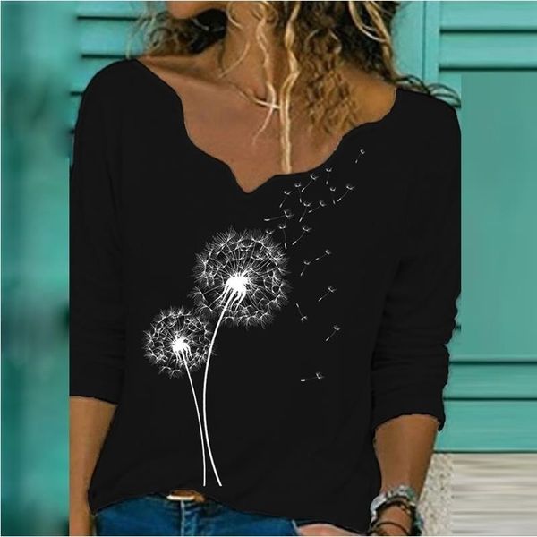 elegant v neck long sleeve t shirt woman dandelion tshirt print casual shirts fashion streetwear women pullover 201028, White
elegant v neck long sleeve t shirt woman dandelion tshirt print casual shirts fashion streetwear women pullover 201028, White