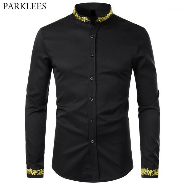 gold embroidery shirt mens stand collar brand men long sleeve casual slim fit men dress shirts fashion prom party mens chemise1, White;black
gold embroidery shirt mens stand collar brand men long sleeve casual slim fit men dress shirts fashion prom party mens chemise1, White;black