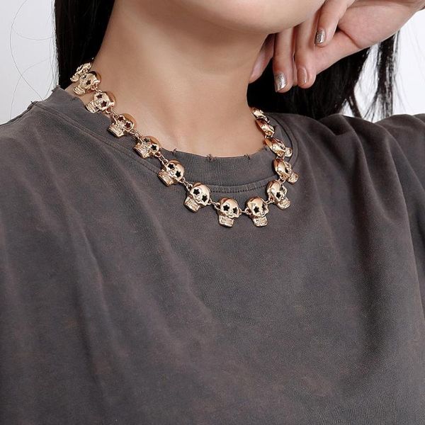 hip hop exaggeration collar ornament female skull punk collarbone necklace, Golden;silver
hip hop exaggeration collar ornament female skull punk collarbone necklace, Golden;silver