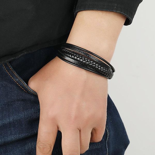 charm bracelets fashion black leather woven magnetic clasp male women multilayer bracelet men bangle jewelry gift, Golden;silver
charm bracelets fashion black leather woven magnetic clasp male women multilayer bracelet men bangle jewelry gift, Golden;silver