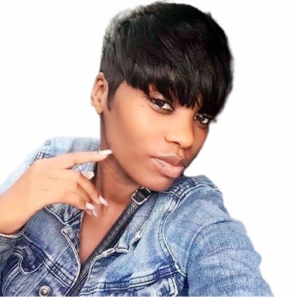 pixie cut wigs can be dyed and permed peruvian human hair wigs for black women glueless machine made wig, Black;brown
pixie cut wigs can be dyed and permed peruvian human hair wigs for black women glueless machine made wig, Black;brown