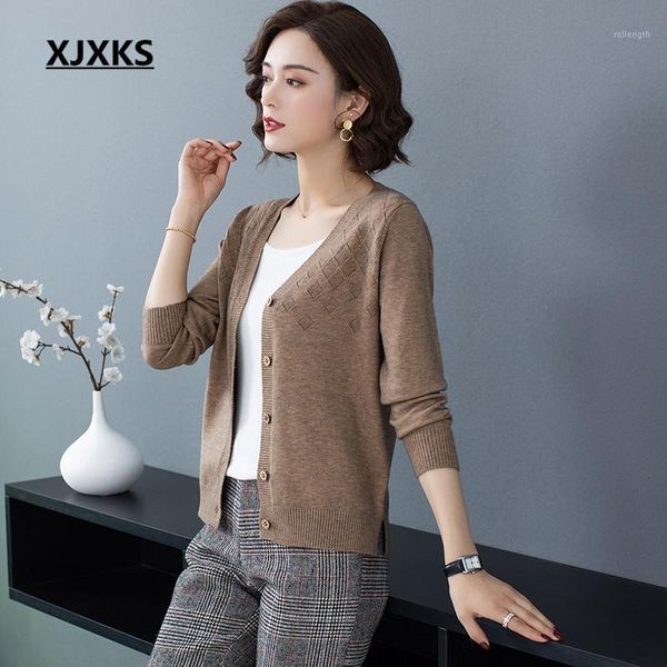 xjxks fashion v-neck single-breasted cardigan women sweater 2020 autumn winter new high-end cashmere knit sweater women cardigan1, White
xjxks fashion v-neck single-breasted cardigan women sweater 2020 autumn winter new high-end cashmere knit sweater women cardigan1, White
