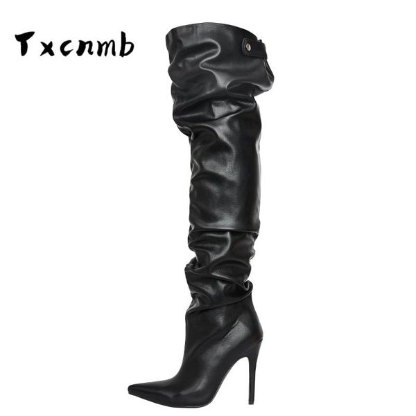 txcnmb 2020 over the knee high boots female thin heels night club shoes woman winter warm women flock genuine leather boots, Black
txcnmb 2020 over the knee high boots female thin heels night club shoes woman winter warm women flock genuine leather boots, Black