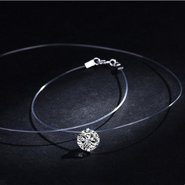 fishsheep luxury dazzling zircon invisible necklace for women fishing line simple crystal beads pendant necklace jewelry bijoux, Silver
fishsheep luxury dazzling zircon invisible necklace for women fishing line simple crystal beads pendant necklace jewelry bijoux, Silver