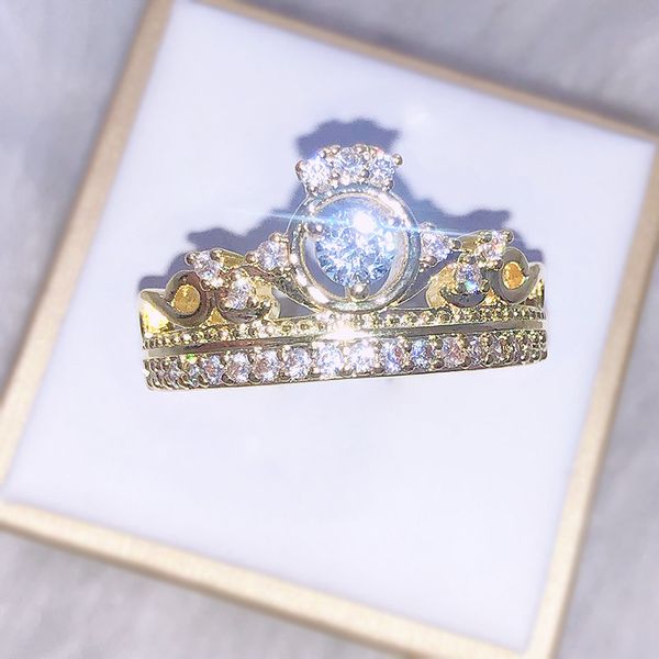 mossan diamond european and american crown ring electroplating gold-encrusted couple jewelry creative accessories, Golden;silver
mossan diamond european and american crown ring electroplating gold-encrusted couple jewelry creative accessories, Golden;silver