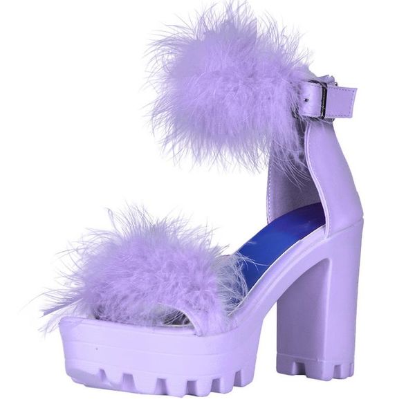 dihope summer women fluffy open toe ankle strap platform heels chunky block high heel sandals party wedding shoes special, Black 
dihope summer women fluffy open toe ankle strap platform heels chunky block high heel sandals party wedding shoes special, Black