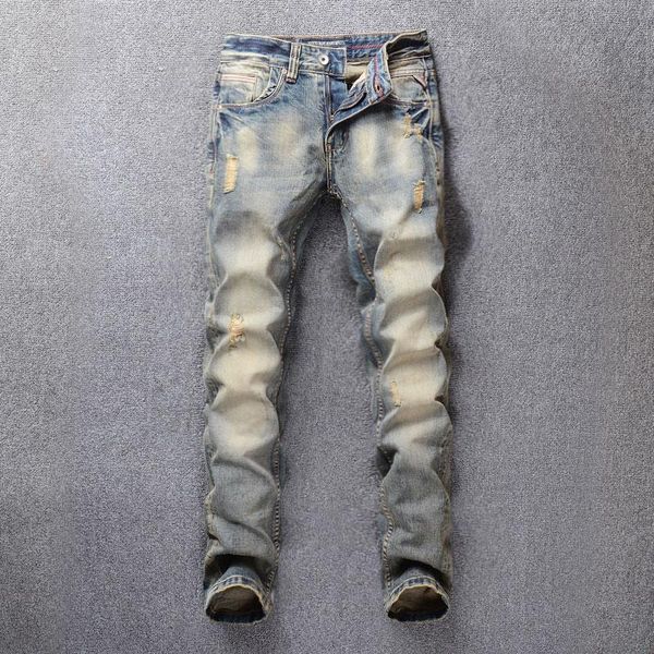italian vintage style fashion men jeans retro wash 98% cotton classical jeans men denim pants streetwear ripped homme, Blue
italian vintage style fashion men jeans retro wash 98% cotton classical jeans men denim pants streetwear ripped homme, Blue
