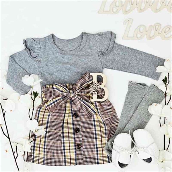 toddler baby girl two pieces set ruffle t shirt plaid skirt kids girl outfit clothing sets, White
toddler baby girl two pieces set ruffle t shirt plaid skirt kids girl outfit clothing sets, White