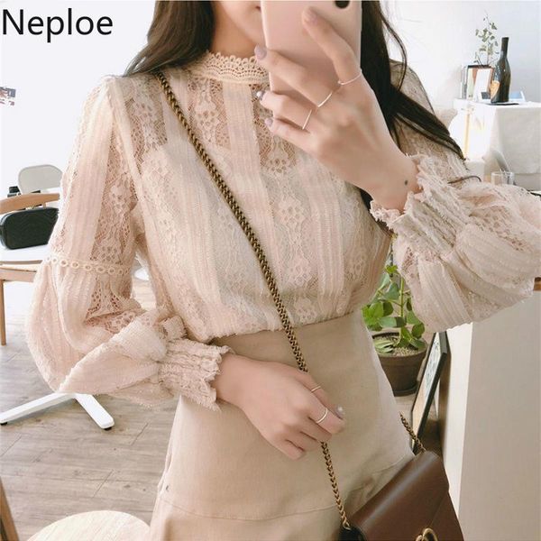 neploe blouse women new korean fashion clothes lantern sleeve loose blouses lace hook flower see through sweet 94433, White
neploe blouse women new korean fashion clothes lantern sleeve loose blouses lace hook flower see through sweet 94433, White