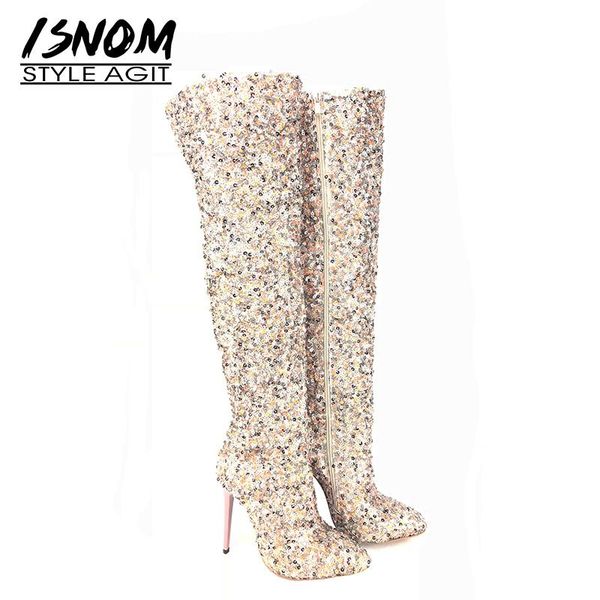 isnom над коленом женщины boots toe обувь остроконечные sequined ткань дамы загрузочный мода высокие каблуки партии обуви женщина 2020 зима, Black
isnom над коленом женщины boots toe обувь остроконечные sequined ткань дамы загрузочный мода высокие каблуки партии обуви женщина 2020 зима, Black