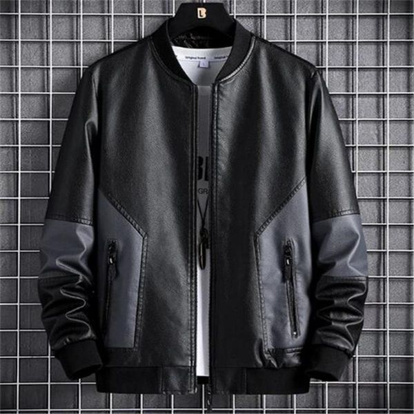 fall/winter men's leather jacket korean slim baseball collar pu leather men's color matching jacket clothes top, Black;brown
fall/winter men's leather jacket korean slim baseball collar pu leather men's color matching jacket clothes top, Black;brown