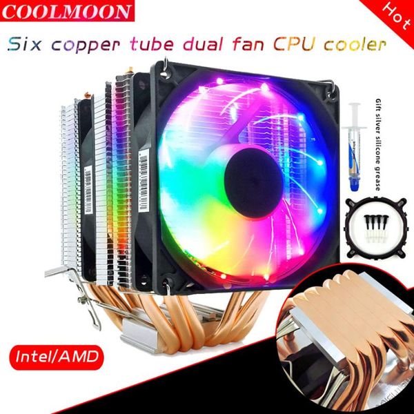 coolmoon mx6 copper tube dual fan deskcomputer cpu cooler silent cool fan intel i3 amdcpu universal model fast cooling
coolmoon mx6 copper tube dual fan deskcomputer cpu cooler silent cool fan intel i3 amdcpu universal model fast cooling