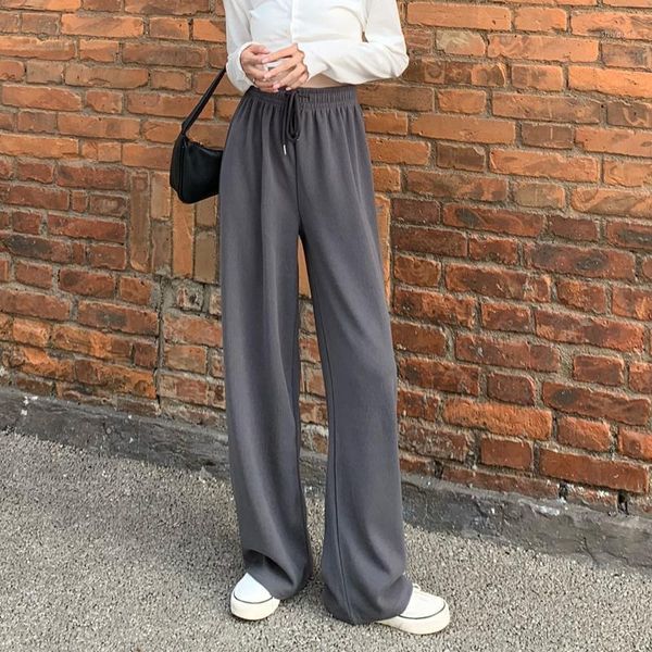 2020 autumn solid women long pants casual wide leg elastic drawstring female trousers high waist office lady straight loose1, Black;white 
2020 autumn solid women long pants casual wide leg elastic drawstring female trousers high waist office lady straight loose1, Black;white