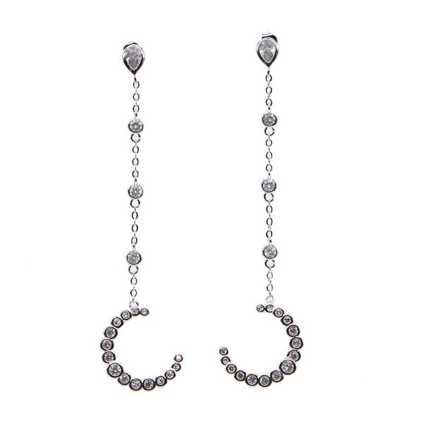 gold rose color long bezel cz chain moon charm fashion stunning ladies jewelry design cz horn chain long earring, Silver
gold rose color long bezel cz chain moon charm fashion stunning ladies jewelry design cz horn chain long earring, Silver