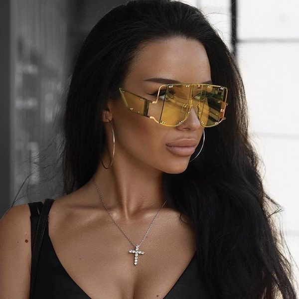 sunglasses women's famous one-piece lens sunglass female vintage rivet rimless sun glasses for women fashion shades, White;black
sunglasses women's famous one-piece lens sunglass female vintage rivet rimless sun glasses for women fashion shades, White;black