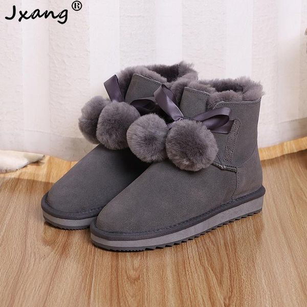jxang 2020 genuine cowhide suede leather wool shearling lined women short winter boots pom-pom style ankle snow boots shoes, Black
jxang 2020 genuine cowhide suede leather wool shearling lined women short winter boots pom-pom style ankle snow boots shoes, Black