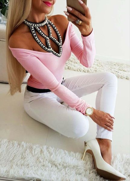 женщины тенниска 2020 осень sexy hollow diomonds шеи твердая плеча с длинным рукавом тонкий лучшие осенние одежды для femme, White
женщины тенниска 2020 осень sexy hollow diomonds шеи твердая плеча с длинным рукавом тонкий лучшие осенние одежды для femme, White