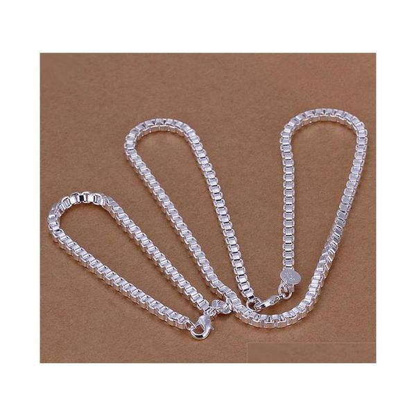 fashion men's jewelry set 925 sterling silver plated 4mm box chain necklace & bracelet shipping eqqec
fashion men's jewelry set 925 sterling silver plated 4mm box chain necklace & bracelet shipping eqqec