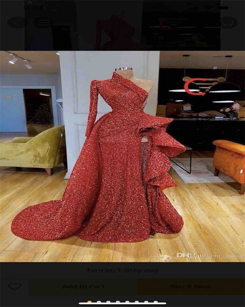 luxury evening dresses one shoulder glitter sequins mermaid prom dresses side split ruffles custom made sweep train formal party gown, Black;red
luxury evening dresses one shoulder glitter sequins mermaid prom dresses side split ruffles custom made sweep train formal party gown, Black;red