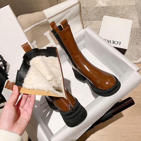 boots winter women round toe chunky split leather blended wool fashion snow warm shoes, Black
boots winter women round toe chunky split leather blended wool fashion snow warm shoes, Black