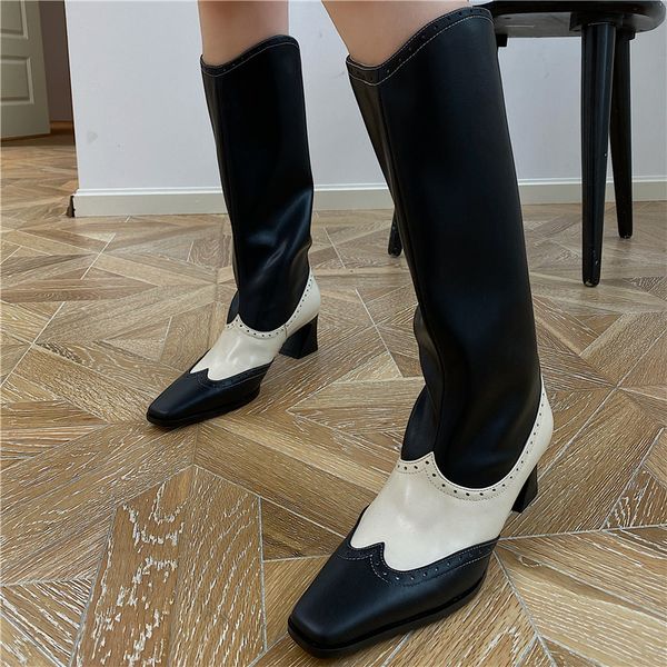 western cowboy boots patchwork genuine leather heel boots square heel fretwork women's shoes autumn winter long boots ladis shoe, Black
western cowboy boots patchwork genuine leather heel boots square heel fretwork women's shoes autumn winter long boots ladis shoe, Black