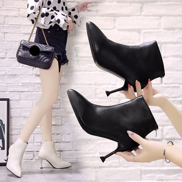 women boots high heels women's shoes autumn winter footwear booties ladies zipper luxury designer stiletto pointy rock 2020, Black
women boots high heels women's shoes autumn winter footwear booties ladies zipper luxury designer stiletto pointy rock 2020, Black