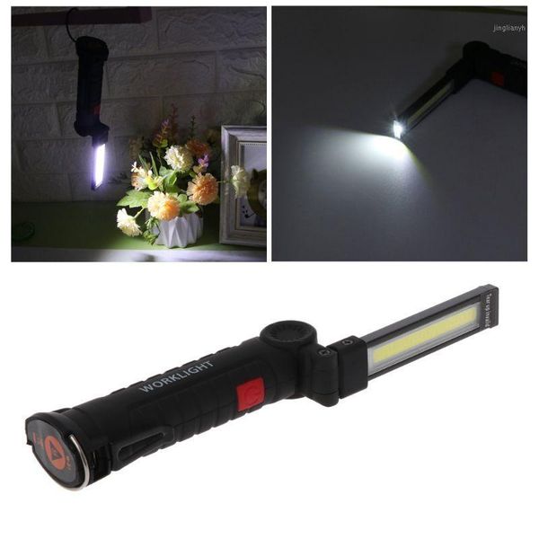 portable lanterns 5 mode cob led work light torch usb rechargeable magnetic q0kf1
