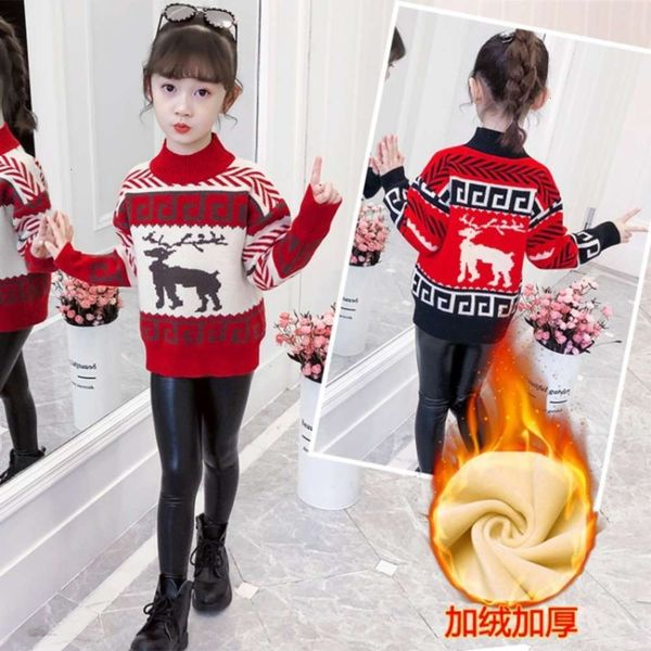 gift cartoon elk snowflake sweater children's winter girls' pullover, Blue